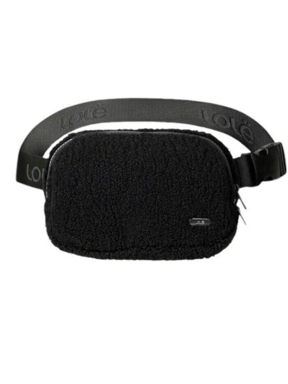 Lole Sherpa Fleece Belt Bag Travel Fanny Pack Carry All Black